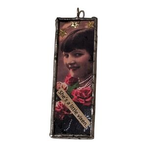 Soldered‎ Glass Slide Necklace Charm She's A Little Vixen Statement Necklace